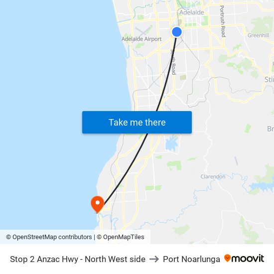 Stop 2 Anzac Hwy - North West side to Port Noarlunga map