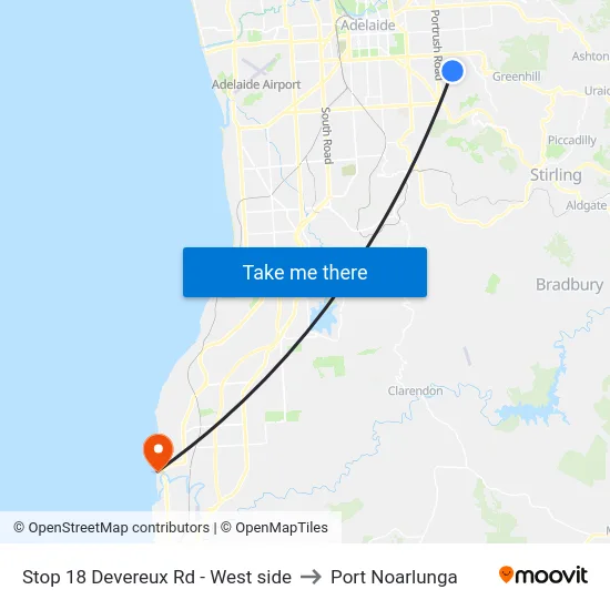 Stop 18 Devereux Rd - West side to Port Noarlunga map