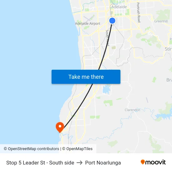 Stop 5 Leader St - South side to Port Noarlunga map