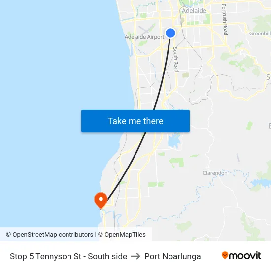 Stop 5 Tennyson St - South side to Port Noarlunga map