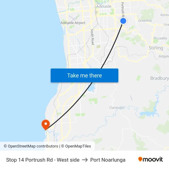 Stop 14 Portrush Rd - West side to Port Noarlunga map
