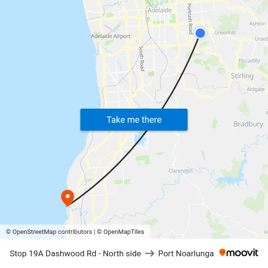 Stop 19A Dashwood Rd - North side to Port Noarlunga map