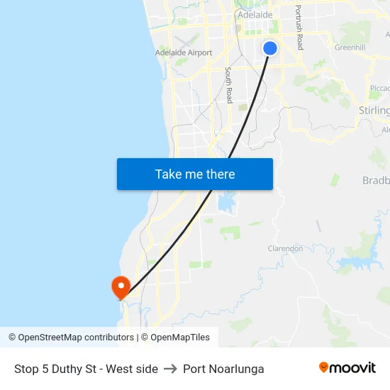 Stop 5 Duthy St - West side to Port Noarlunga map