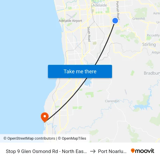 Stop 9 Glen Osmond Rd - North East side to Port Noarlunga map