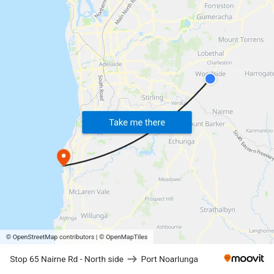 Stop 65 Nairne Rd - North side to Port Noarlunga map
