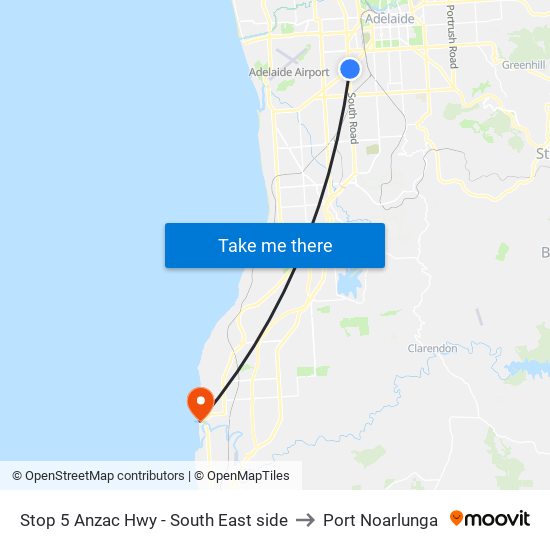 Stop 5 Anzac Hwy - South East side to Port Noarlunga map