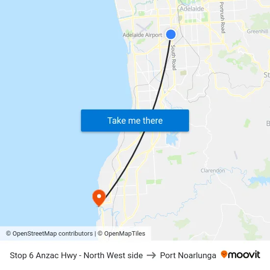 Stop 6 Anzac Hwy - North West side to Port Noarlunga map