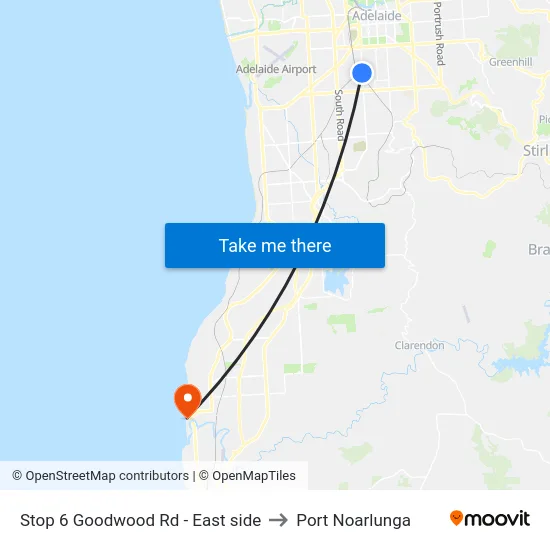 Stop 6 Goodwood Rd - East side to Port Noarlunga map