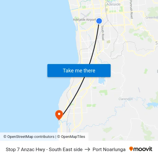 Stop 7 Anzac Hwy - South East side to Port Noarlunga map
