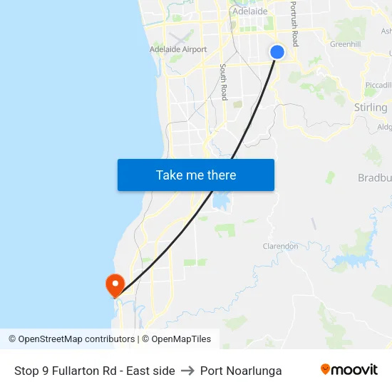 Stop 9 Fullarton Rd - East side to Port Noarlunga map