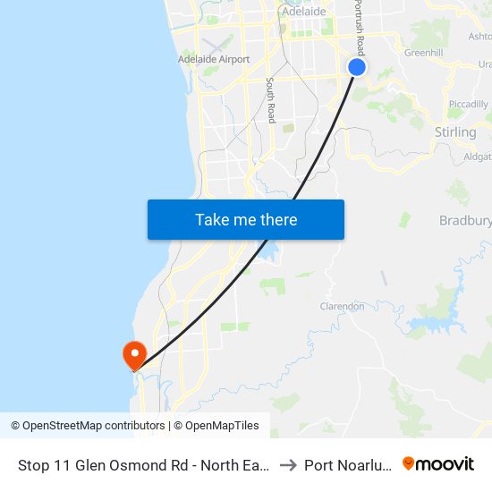 Stop 11 Glen Osmond Rd - North East side to Port Noarlunga map