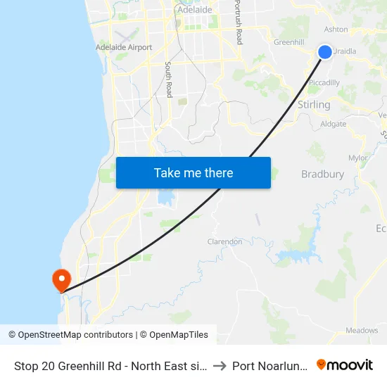 Stop 20 Greenhill Rd - North East side to Port Noarlunga map