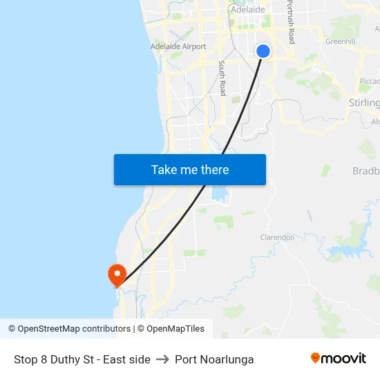 Stop 8 Duthy St - East side to Port Noarlunga map