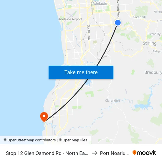 Stop 12 Glen Osmond Rd - North East side to Port Noarlunga map