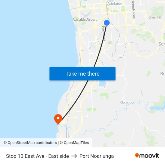 Stop 10 East Ave - East side to Port Noarlunga map