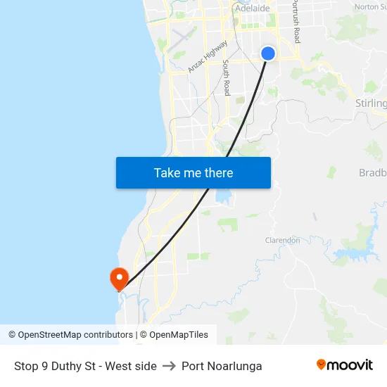 Stop 9 Duthy St - West side to Port Noarlunga map