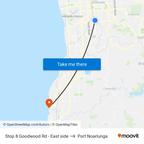 Stop 8 Goodwood Rd - East side to Port Noarlunga map