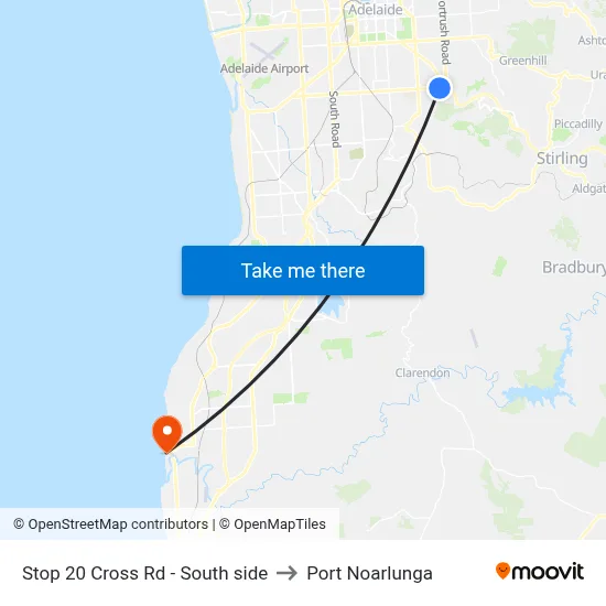 Stop 20 Cross Rd - South side to Port Noarlunga map