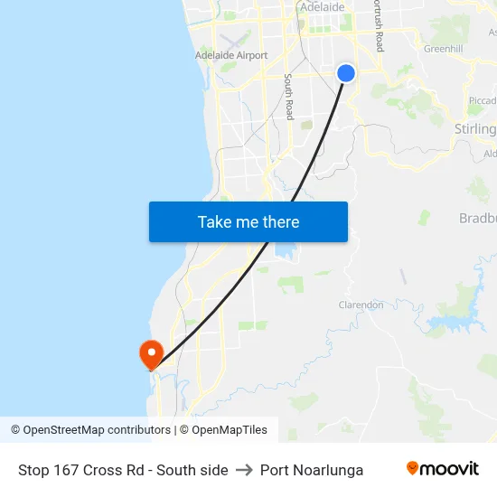Stop 167 Cross Rd - South side to Port Noarlunga map