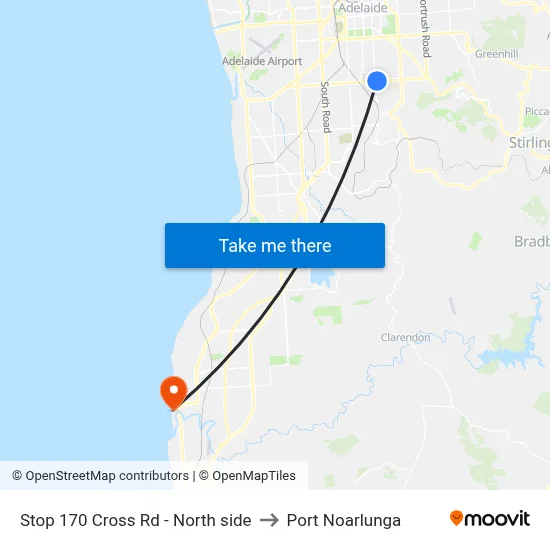 Stop 170 Cross Rd - North side to Port Noarlunga map