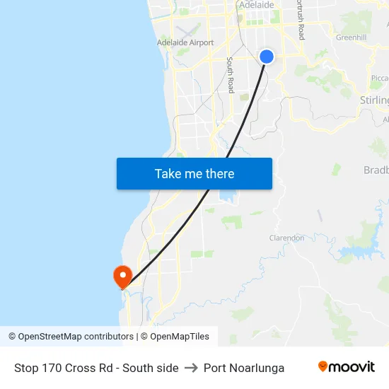 Stop 170 Cross Rd - South side to Port Noarlunga map