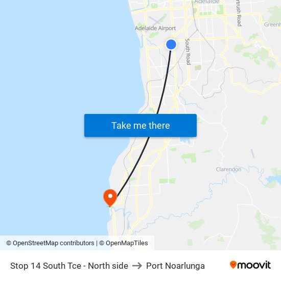 Stop 14 South Tce - North side to Port Noarlunga map