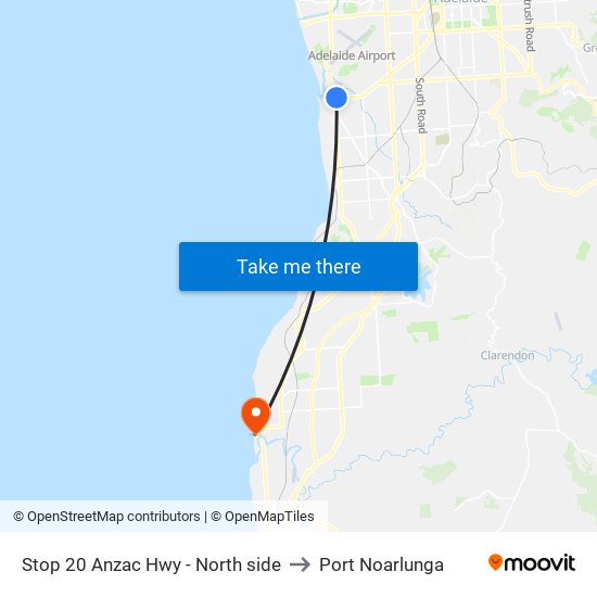 Stop 20 Anzac Hwy - North side to Port Noarlunga map