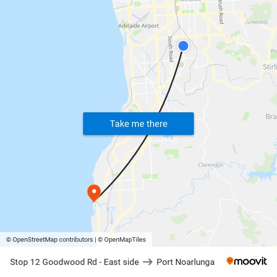 Stop 12 Goodwood Rd - East side to Port Noarlunga map