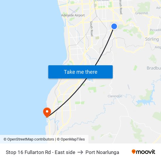 Stop 16 Fullarton Rd - East side to Port Noarlunga map