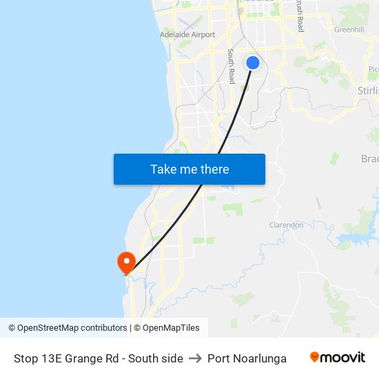 Stop 13E Grange Rd - South side to Port Noarlunga map