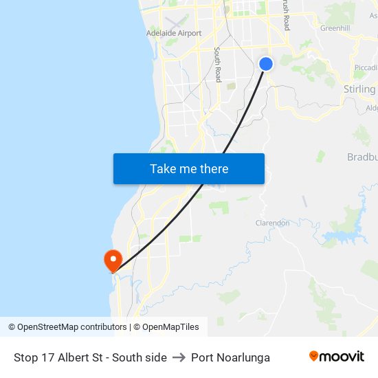 Stop 17 Albert St - South side to Port Noarlunga map