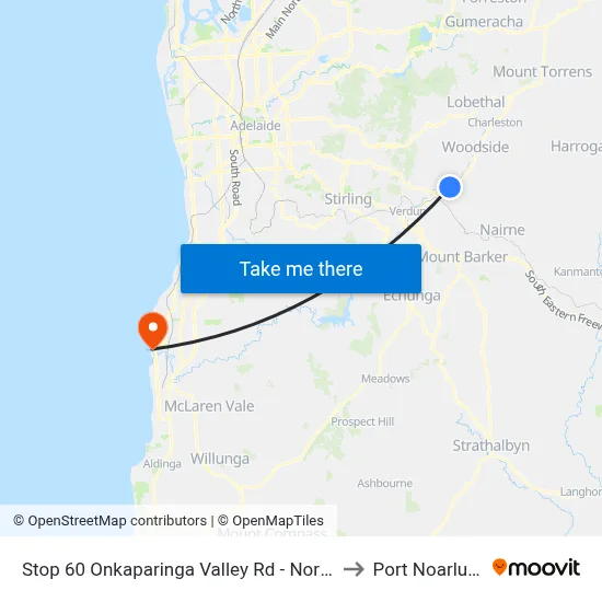 Stop 60 Onkaparinga Valley Rd - North side to Port Noarlunga map