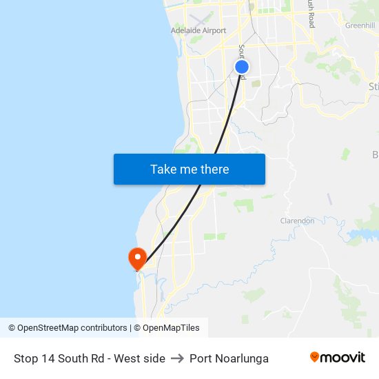 Stop 14 South Rd - West side to Port Noarlunga map