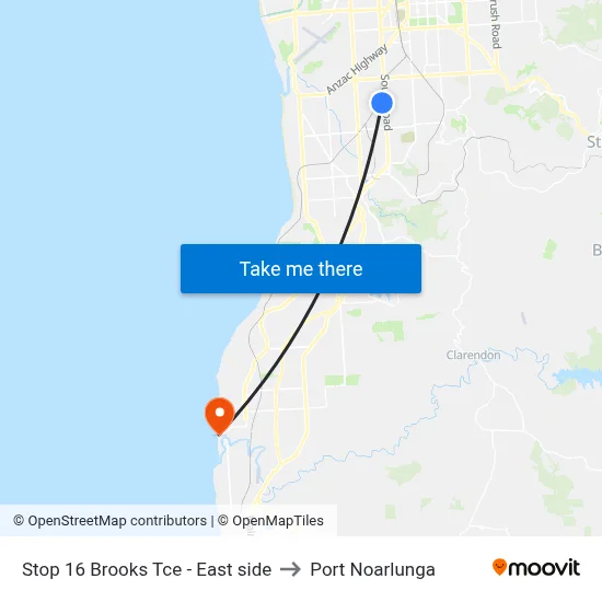 Stop 16 Brooks Tce - East side to Port Noarlunga map