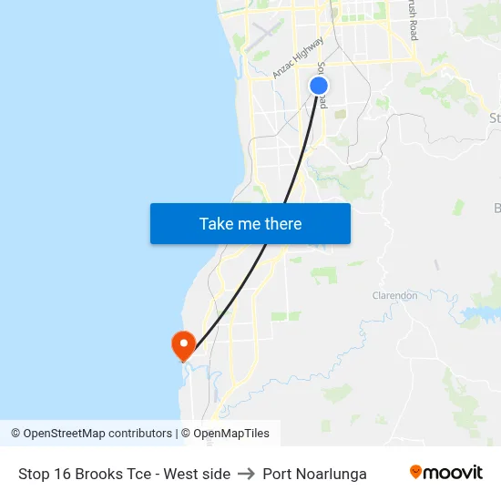 Stop 16 Brooks Tce - West side to Port Noarlunga map