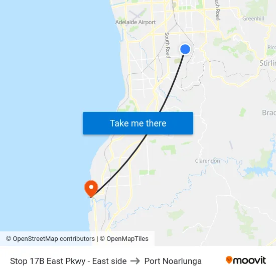 Stop 17B East Pkwy - East side to Port Noarlunga map