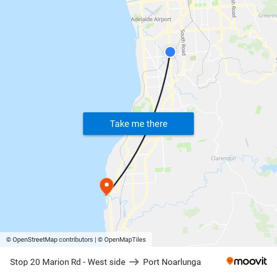 Stop 20 Marion Rd - West side to Port Noarlunga map