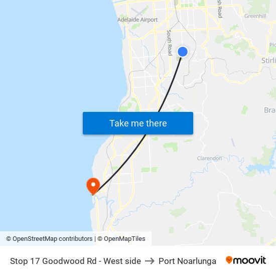 Stop 17 Goodwood Rd - West side to Port Noarlunga map