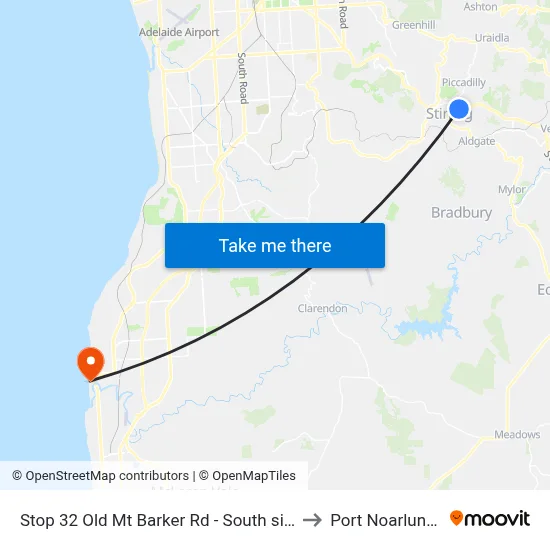 Stop 32 Old Mt Barker Rd - South side to Port Noarlunga map