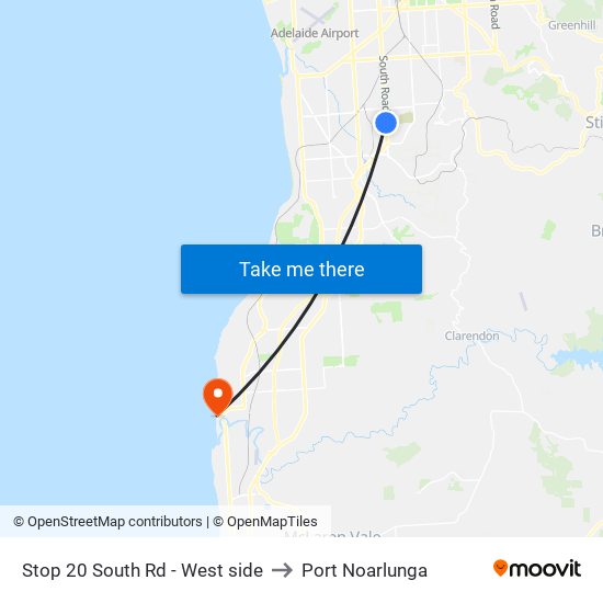 Stop 20 South Rd - West side to Port Noarlunga map