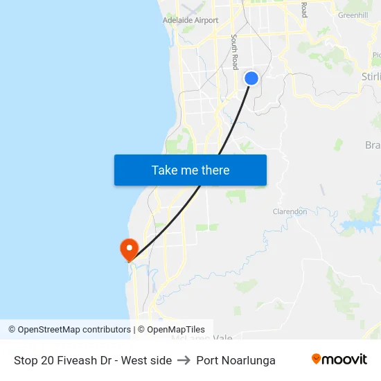 Stop 20 Fiveash Dr - West side to Port Noarlunga map