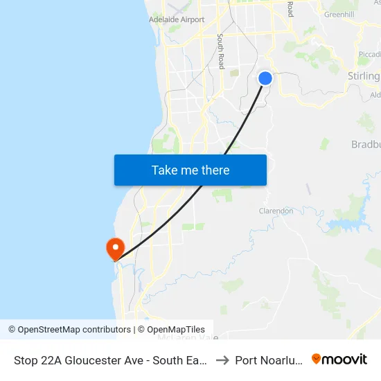 Stop 22A Gloucester Ave - South East side to Port Noarlunga map
