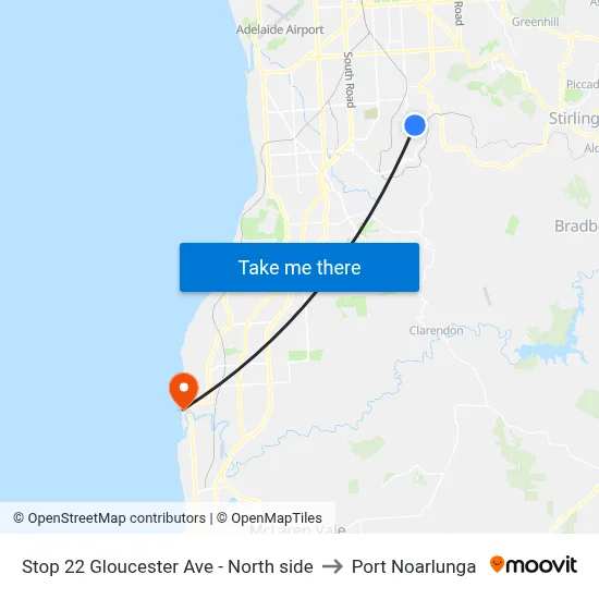 Stop 22 Gloucester Ave - North side to Port Noarlunga map