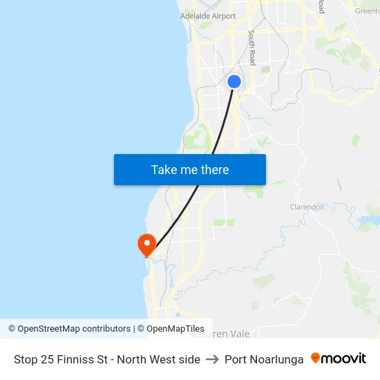Stop 25 Finniss St - North West side to Port Noarlunga map