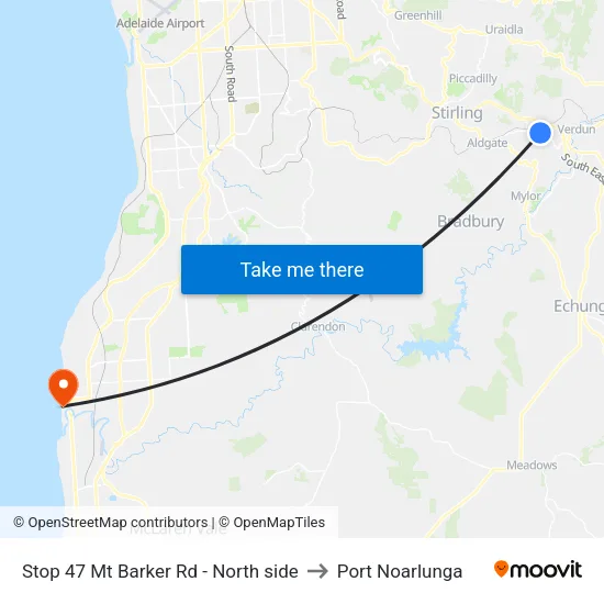 Stop 47 Mt Barker Rd - North side to Port Noarlunga map