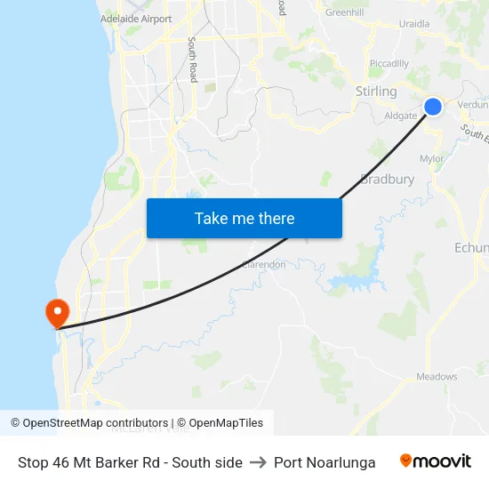 Stop 46 Mt Barker Rd - South side to Port Noarlunga map