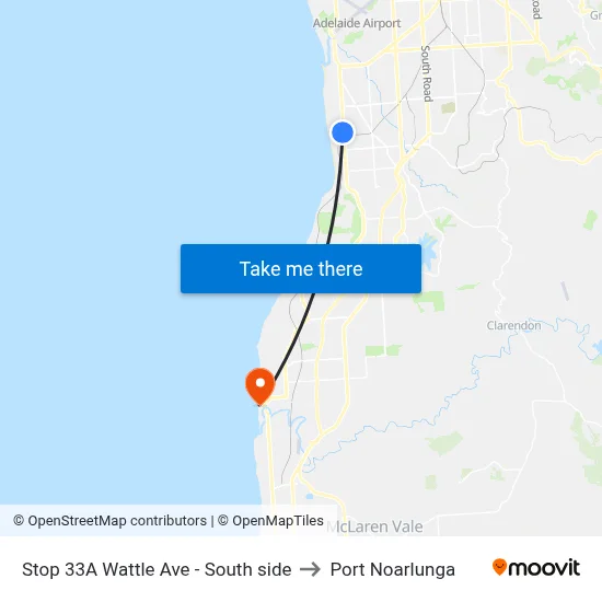 Stop 33A Wattle Ave - South side to Port Noarlunga map