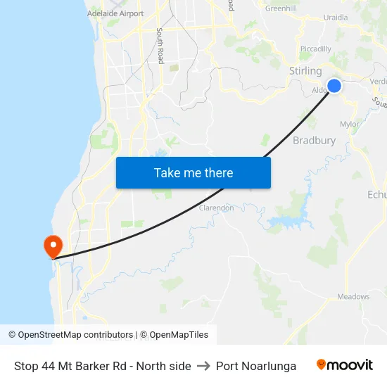 Stop 44 Mt Barker Rd - North side to Port Noarlunga map