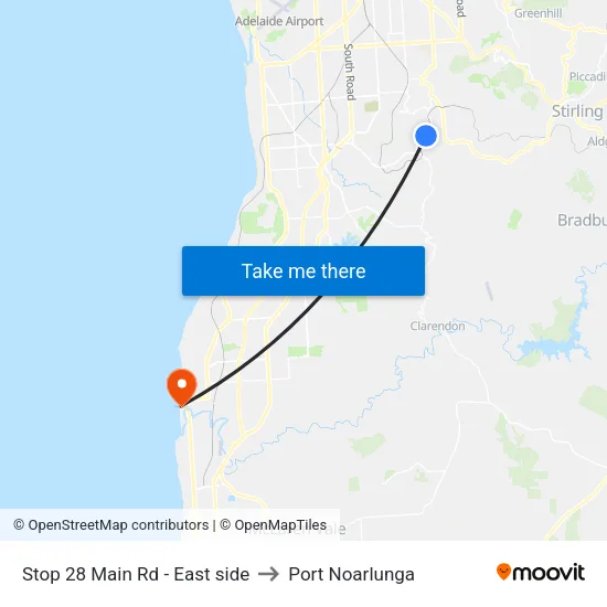 Stop 28 Main Rd - East side to Port Noarlunga map