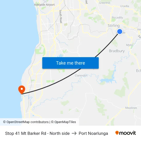 Stop 41 Mt Barker Rd - North side to Port Noarlunga map